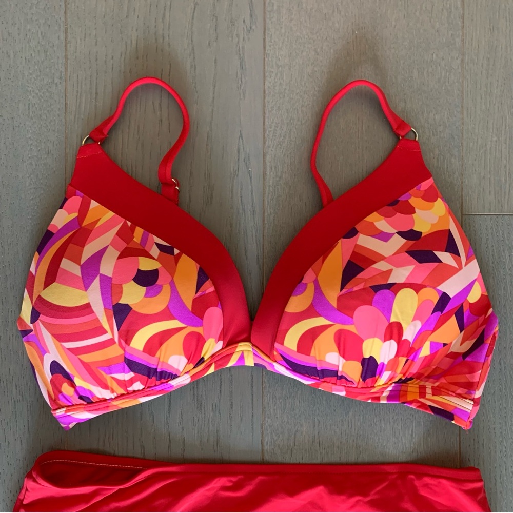 Sunsets Red & Colourful Swim Top & Bottom - Picture 2 of 14